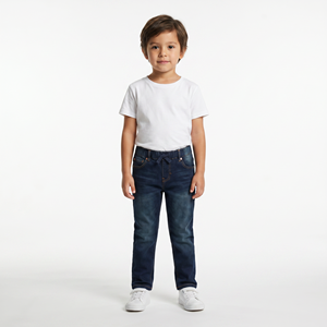 <span class=keywords><strong>Jean</strong></span> en denim extensible teint uni pour garçons de la marque Wangsheng Lucky, pantalon décontracté doux et extensible pour garçons, vente en gros OEM. - Product Image 6