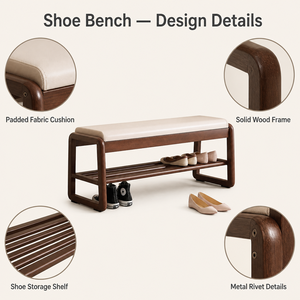 Shoe <strong>Bench</strong> with Storage Wooden Entryway Hall <strong>Bench</strong> Padded Cushion Seat Shoe Rack <strong>Shelf</strong> for Home and Office - Product Image 4