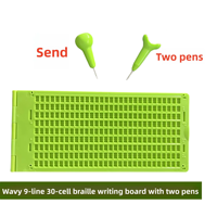 Tableau d'écriture braille avec 9 lignes et 30 cellules, y compris deux stylets braille, tableau braille vert modèle 88, fabriqué en Chine