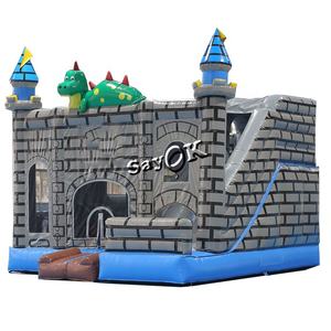 Castillo hinchable <span class=keywords><strong>de</strong></span> dinosaurio gris con tobogán, casa <span class=keywords><strong>de</strong></span> rebote comercial barata, 5x5x4MH/16x16x13 pies, venta directa <span class=keywords><strong>de</strong></span> fábrica - Product Image 2