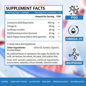 Cápsulas blandas Oem Odm CoQ10 con PQQ Omega3s Bioperine Boost Sistema Inmune Cardiovascular Mejora la salud de los tejidos - Product Image 6
