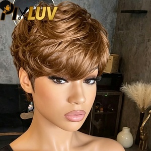 Perruque Bob Courte en Cheveux Humains Vierges en Gros, Sans Colle, Sans Lacet, HD, Densité 300%, Couleur Naturelle Blonde pour Femmes Noires - Product Image 1