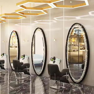 Modern Wall Mounted Large Full Length Gold Styling <b>Barber</b> Salon Furniture with LED Makeup Mirror for Beauty Salon - Product Image 4