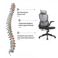 Chaise de bureau ergonomique moderne en maille avec appui-tête réglable, support lombaire, inclinable et pivotante pour bureau de direction ou télétravail