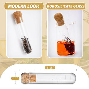 透明ホウケイ酸ガラススロットデザイン輸液シリンダー茶インフューザーブリューワーコルクストッパー付き - Product Image 3