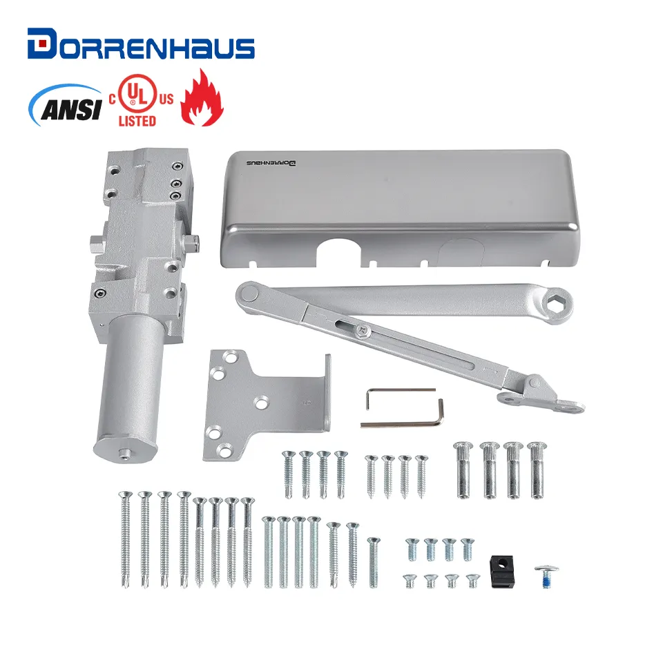 DORRENHAUS D9000 UL ने वाणिज्यिक दरवाजे के लिए अतिरिक्त हेवी ड्यूटी आकार का एडजस्टेबल कास्ट आयरन डोर क्लोजर सूचीबद्ध किया