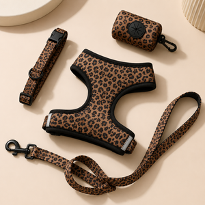 Conjunto de Arnés y Correa para Perro Personalizado con Estampado de Leopardo, Arnés Ajustable para Mascotas, Collar y Correa para Perro, Arnés Antitirones para Perro - Product Image 6
