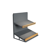 Compacte 2-laags metalen houten groentepresentatiestandaard, hoge draagkracht, vrijstaand, snelle installatie, supermarkt groentepresentatie