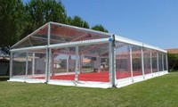 Grande tente de réception en aluminium à portée libre avec toit en PVC transparent, tente de réception extérieure quatre saisons, tente de fête, tente de mariage