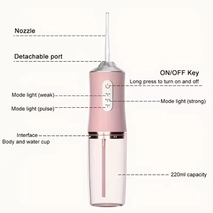 Hydropulseur dentaire électrique sans fil rose 4-en-1 réglable, portable, pour soins bucco-dentaires, en plastique, pour usage domestique - Product Image 3