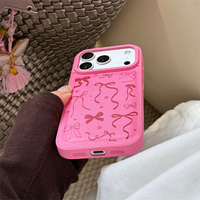 Nouvelle Coque de Téléphone Rose Nœud Papillon pour iPhone 17 Pro Max 16 en Cuir 15 Style Coréen Femme 14 Résistance aux Chutes 13