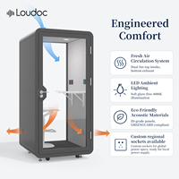 Cabine de bureau individuelle insonorisée, cabine téléphonique préfabriquée, box acoustique d'intimité, poste de travail silencieux écologique pour bureaux ISO, immeubles et hôtels