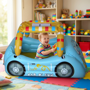 Flotteurs de piscine pour bébés et enfants en forme de voiture, avec auvent et siège de sécurité - Product Image 6