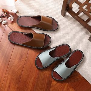 New Design Fashion Unisex House <b>Slipper</b> Summer Luxury Waterproof Flat Men's Leather <b>Slippers</b> for Home - Product Image 6