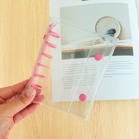 Organiseur de classement A5 transparent en PVC à 6 anneaux, rechargeable, à feuilles mobiles, avec bouton-pression, 45 feuilles, couverture de journal