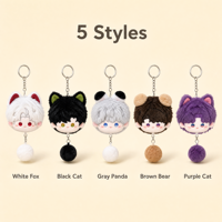 Porte-clés en peluche mignon, breloque tête d'animal Kawaii, pompon, porte-clés en peluche douce, vente en gros personnalisée