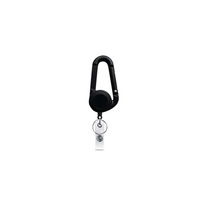 Porte-clés rétractable personnalisable noir en ABS avec impression de logo disponible – En stock