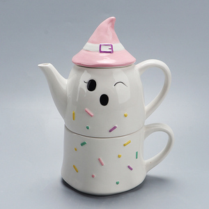 Bonita Bandeja de Cerámica con Diseño de Fantasma de 3 Secciones - Plato Dividido para Aperitivos con Diseño de Dulces y Piruletas, Plato para Fiesta de Halloween - Product Image 5