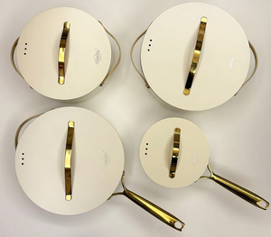 Ensemble de casseroles et poêles en aluminium blanc émeraude de qualité supérieure, antiadhésif professionnel, compatible avec tous les types de cuisinières, design moderne et minimaliste - Product Image 5