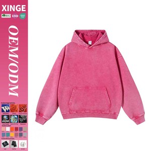 Felpa con Cappuccio Oversize da <span class=keywords><strong>Uomo</strong></span> 2026Brand in Cotone 100% di Alta Qualità, Lavaggio Acido, Effetto Vintage Sbiadito al Sole, Vestibilità Regolare e Taglio Corto Squadrato - Product Image 1