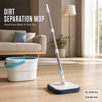 Ensemble serpillière et seau mains libres avec séparation eau propre/eau sale, manche télescopique en acier, tête de serpillière en microfibre pour la maison