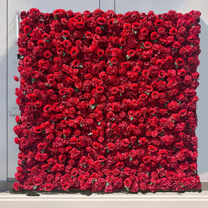Nuova alta seta artificiale rosso fiore sfondo pannelli decorativi appesi fiori finti per la laurea casa di nozze di natale - Product Image 1