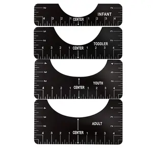 4 Pcs Shirt Placement Alignment Tool Black T-shirt Alignment Ruler Guide Craft Tools Technical Plastic Drawing Instrument