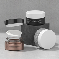 Nouveau pot en verre cosmétique de luxe rond de 100 g pour masque de nuit pour la peau, noir