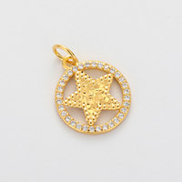 Pendentif Collier DIY en Cuivre Écologique Plaqué Or/Argent, Forme Étoile Mignonne Incrustée de Zircons, Usiné CNC, Style Européen et Américain