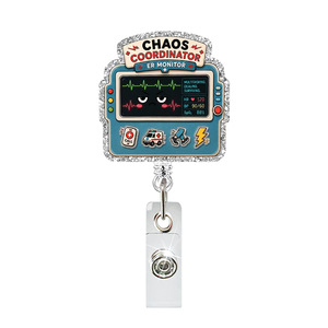 Porte-badge en acrylique avec design sur le thème médical, clip télescopique rotatif pour infirmières et professionnels de santé - Product Image 5