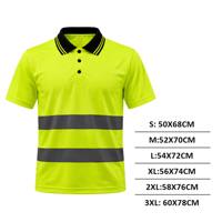 Polo de sécurité haute visibilité réfléchissant à manches courtes jaune fluorescent, tissu respirant à séchage rapide pour les travailleurs du bâtiment, classe 2