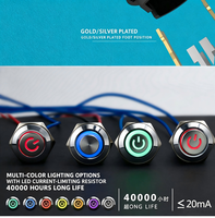 LANBOO Tombol Tekan Stainless Steel 16mm (1NO) Tipe Latching Momentary LED IP65 12A 12V/220V Peralatan Rumah Tangga Elektronik Termasuk