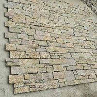 Panneau extérieur en pierre naturelle jaune effet peau de tigre, avec support en maille, pour mur décoratif de clôture de cour