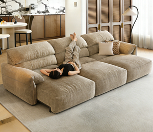 Sofá de Chenilla con Forma de Oreja de Elefante, Eléctrico, de Tres Plazas, Cuadrado, Relleno de Esponja, Multifuncional, Dos en Uno, Sin Necesidad de Montaje en Pared, para Sala de Estar - Product Image 3