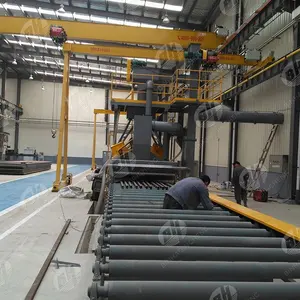 Makaralı konveyör tünel geçiş tipi ÇELİK TABAKA H kiriş çelik levha kumlama makinesi/atış temizleme makinesi/kumlama