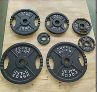 Disque de contrepoids quatre barres en fonte pour entraînement de force en salle de sport, 50 mm, 1,25-25 kg, usage commercial, peint, avec deux poignées