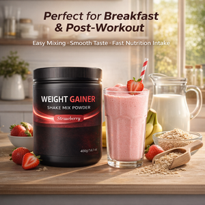 אבקת משקה לעלייה במשקל בטעם תות 400 גרם |   חלבון לעלייה במסת שריר עתיר קלוריות |   סיטונאות מותג פרטי OEM - Product Image 2