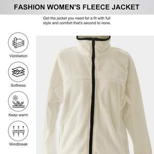 2025 2024 Women's Sheep Skin <b>Zip</b> <b>up</b> Fleece Jacket Stand Collar Casual Outerwear with Pockets Fall Jacket in XL Size - Product Image 6