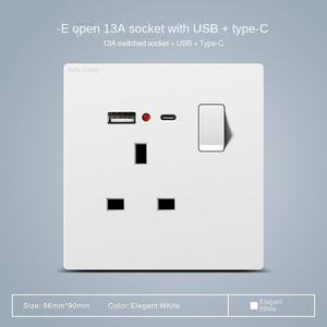 Prise murale standard britannique personnalisée avec interrupteur de charge, équipée d'un interrupteur mural ignifuge USB et Type-C - Product Image 4