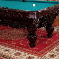 Table de billard domestique en bois massif certifiée ISO 9001 FSC CE, cadre en acajou, poches en cuir, ardoise de 25 mm, tapis de billard de tournoi, personnalisable OEM, 7-9 pieds