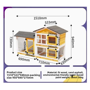 Dayanıklı Dış Mekan Barınağı Sağlam Ahşap Yapı Hava Koşullarına Dayanıklı Dış Mekan Kullanımı Tavşan Kulübesi ve Tavuk Kafesi - Product Image 3