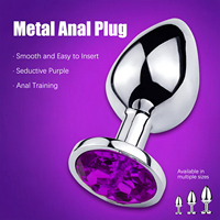 Plug anal en métal incrusté de diamants avec base - Acier inoxydable poli miroir, unisexe, pour porter en déplacement