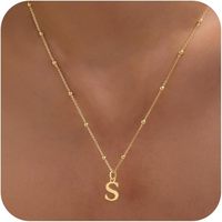 Collier Pendentif Personnalisé en Or 14K avec Lettres de l'Alphabet A-Z, Design Exquis, pour Hommes et Femmes, Idéal au Quotidien