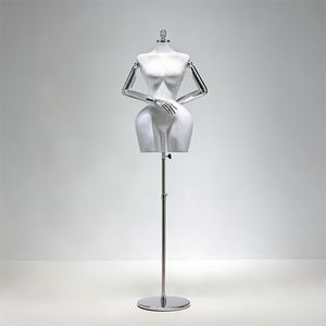 <span class=keywords><strong>Mannequin</strong></span> de couture femme grande taille demi-corps en PP de haute qualité avec bras mobiles dorés |   Fenêtre de tailleur en position debout - Product Image 1