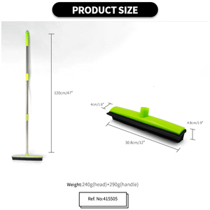 Escoba de goma de acero con escobilla de goma incorporada, cepillo para suelo de mascotas para todas las superficies, removedor de pelo de perro, escoba de silicona - Product Image 2
