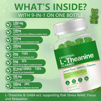 Gummies OEM L-Théanine 9-en-1 : Compléments Anti-Stress avec Ashwagandha, 5-HTP, GABA, Magnésium pour le Calme, le Sommeil et la Relaxation