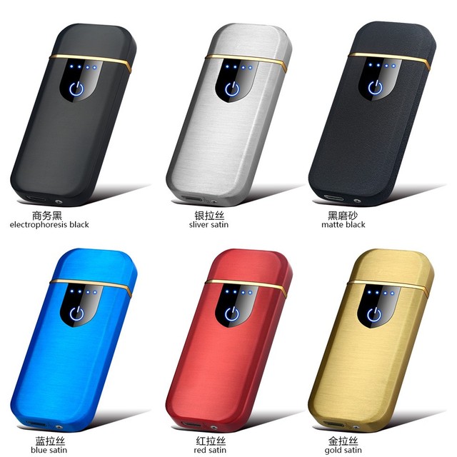 Customized logo Touch Screen Induction Ultra-thin Charging Electric Cigarette Lighter Ignition Usb Rechargeable Lighter Smoking