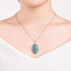 หยกเจไดต์สีน้ำเงินธรรมชาติ เงินแท้ S925 จี้หยกพระแม่มารี ศาสนาคริสต์ ของขวัญ พร้อมใบรับรอง D991 - Product Image 4
