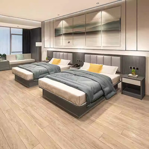 Economy Commercial Hotel Bedroom <b>Sets</b> <b>Single</b> Double King Size <b>Bed</b> Frame With Upholstered Headboard Nightstands For 3 Star Hotels - Product Image 3
