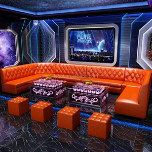 Customized KTV sofa nightclub karaoke room bar beer bar corner U-shaped sofa LED light-emitting coffee table combination